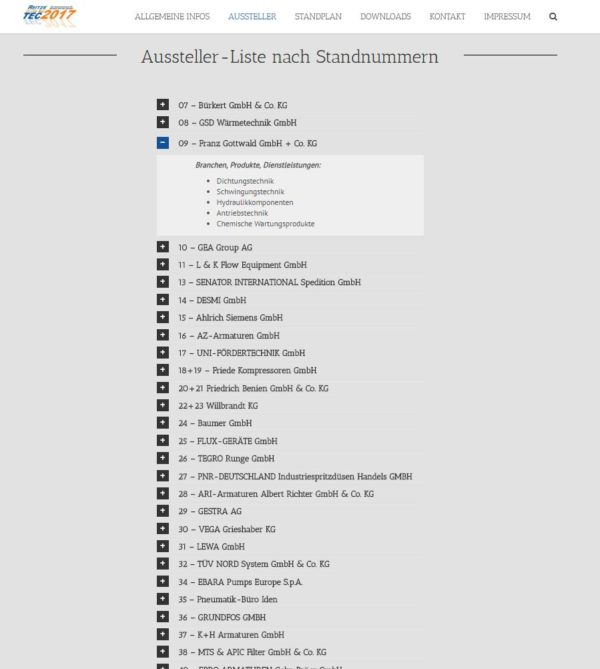 AusstellerListe nach StandNummern REITZE TEC